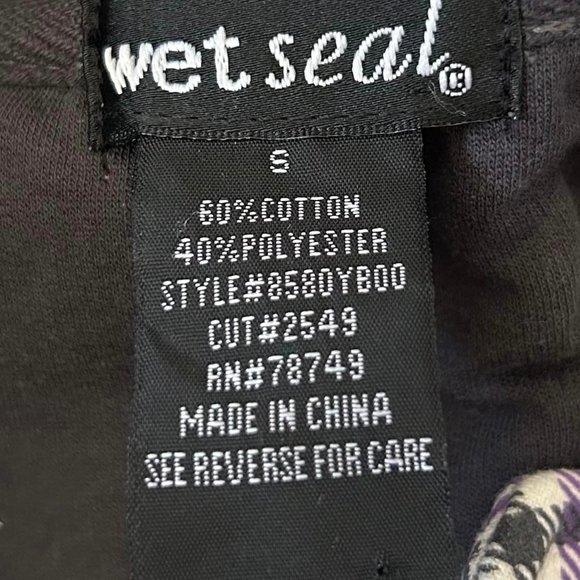 Size S Wet Seal Purple, Gray, and White Plaid belted and button up Women's Trenc - Picture 4 of 10